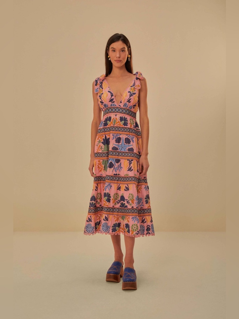 Pink Seashell Tapestry Midi Dress